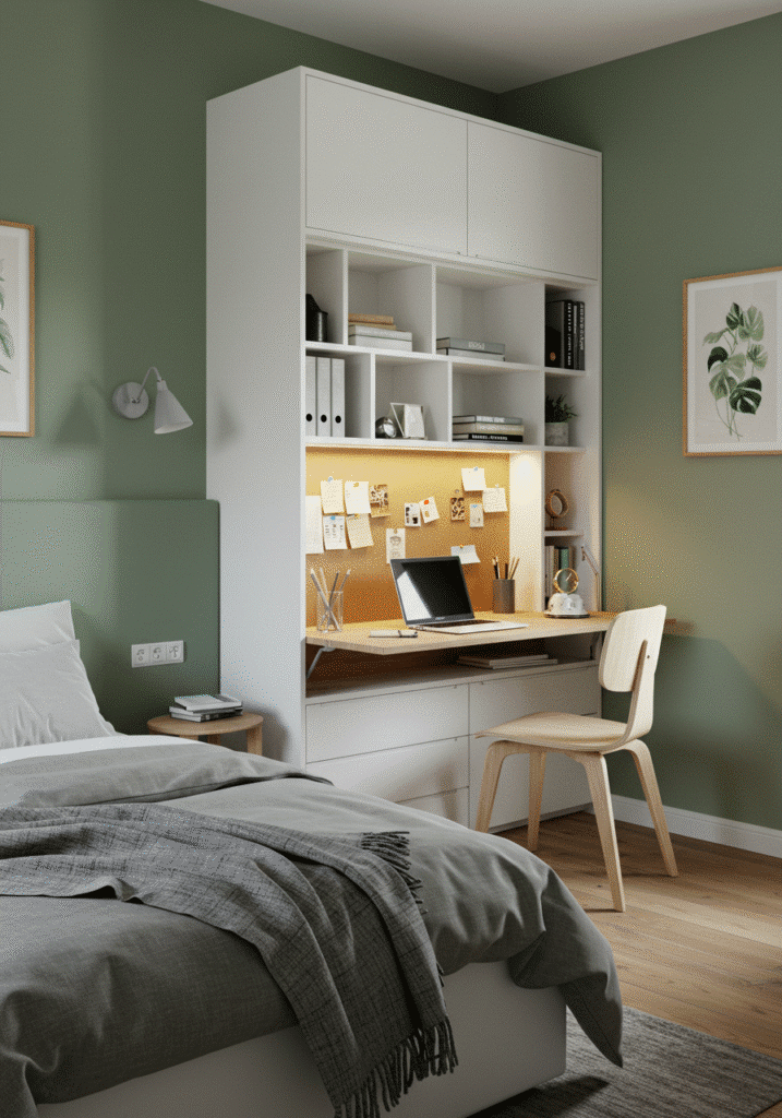 Fold-Down Desks in the Bedroom Wall
