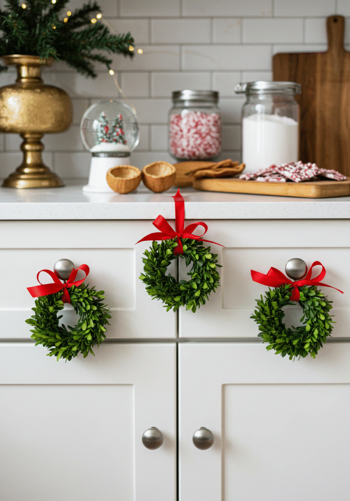 Mini Wreaths on Cabinet Knobs