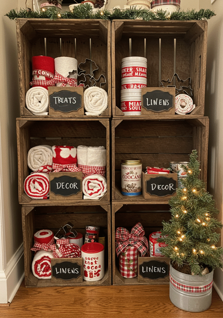 Wooden Crates for Christmas Storage