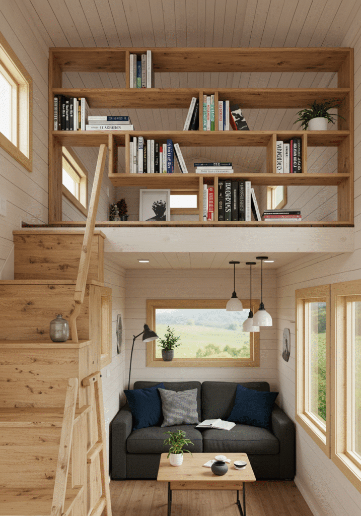 Loft Railings That Double as Bookshelves