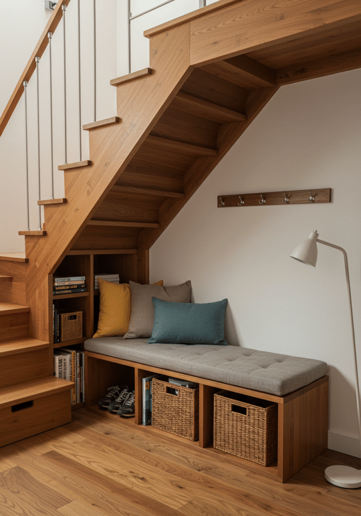 The “Everything Bench” Under the Stairs