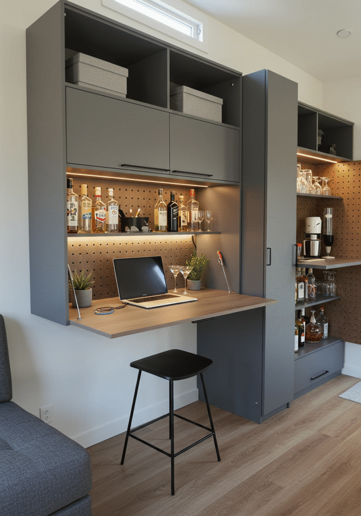 Cabinets That Flip Into Desks or Bars