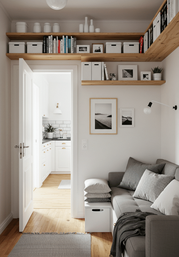 Use the Space Above Door Frames for Slim Shelving
